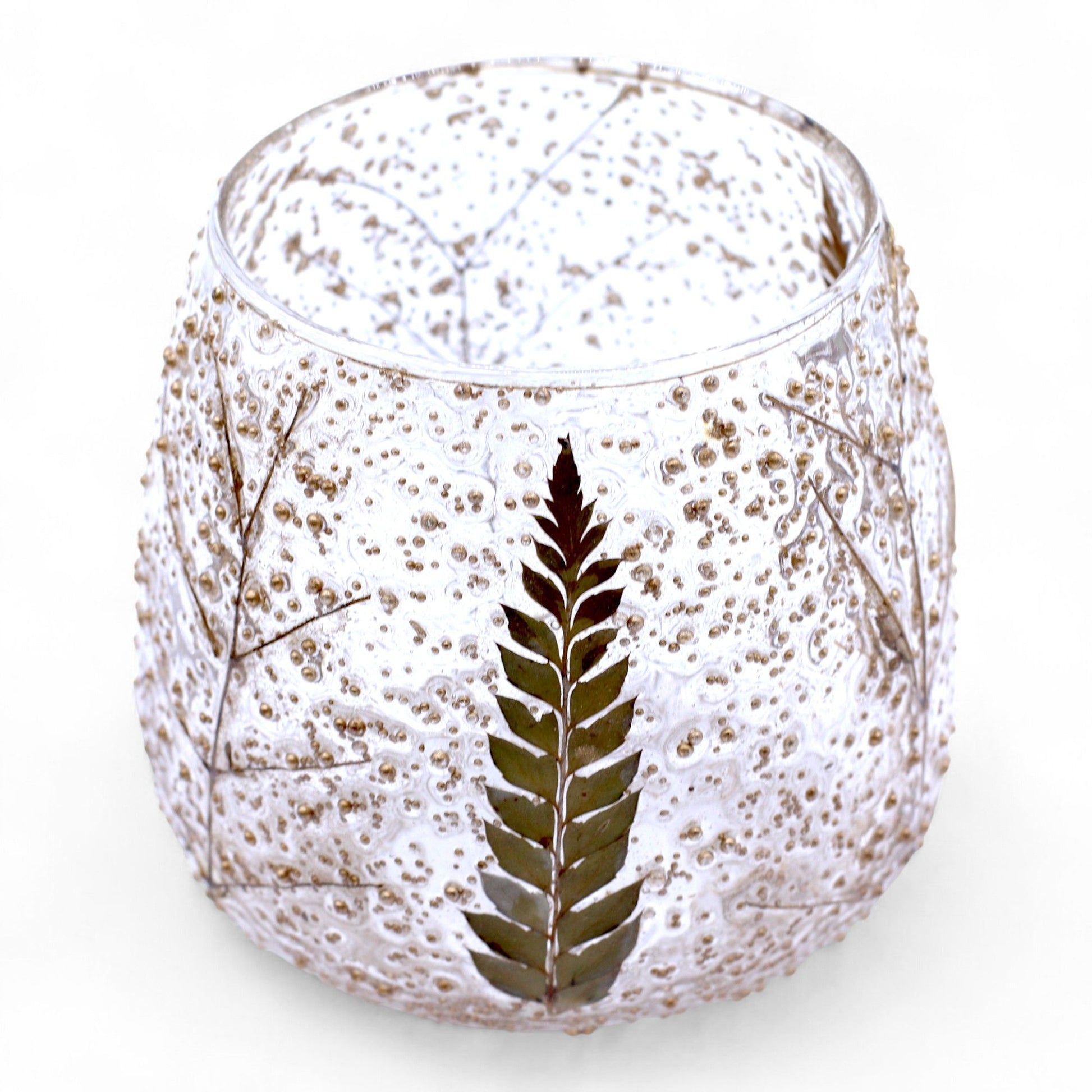 Natural Floral Glass - Straight Candle Holder -  Pino - (10x9cm) - Image natural-floral-glass--straight-candle-holder---pino--10x9cm-nfg-10