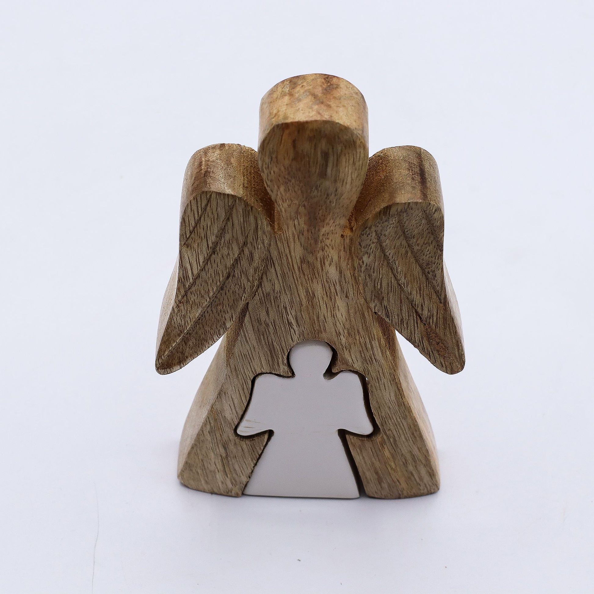 Mango Wood Angel in Angel - White Enamel - Image mango-wood-angel-in-angel--white-enamel-wang-09