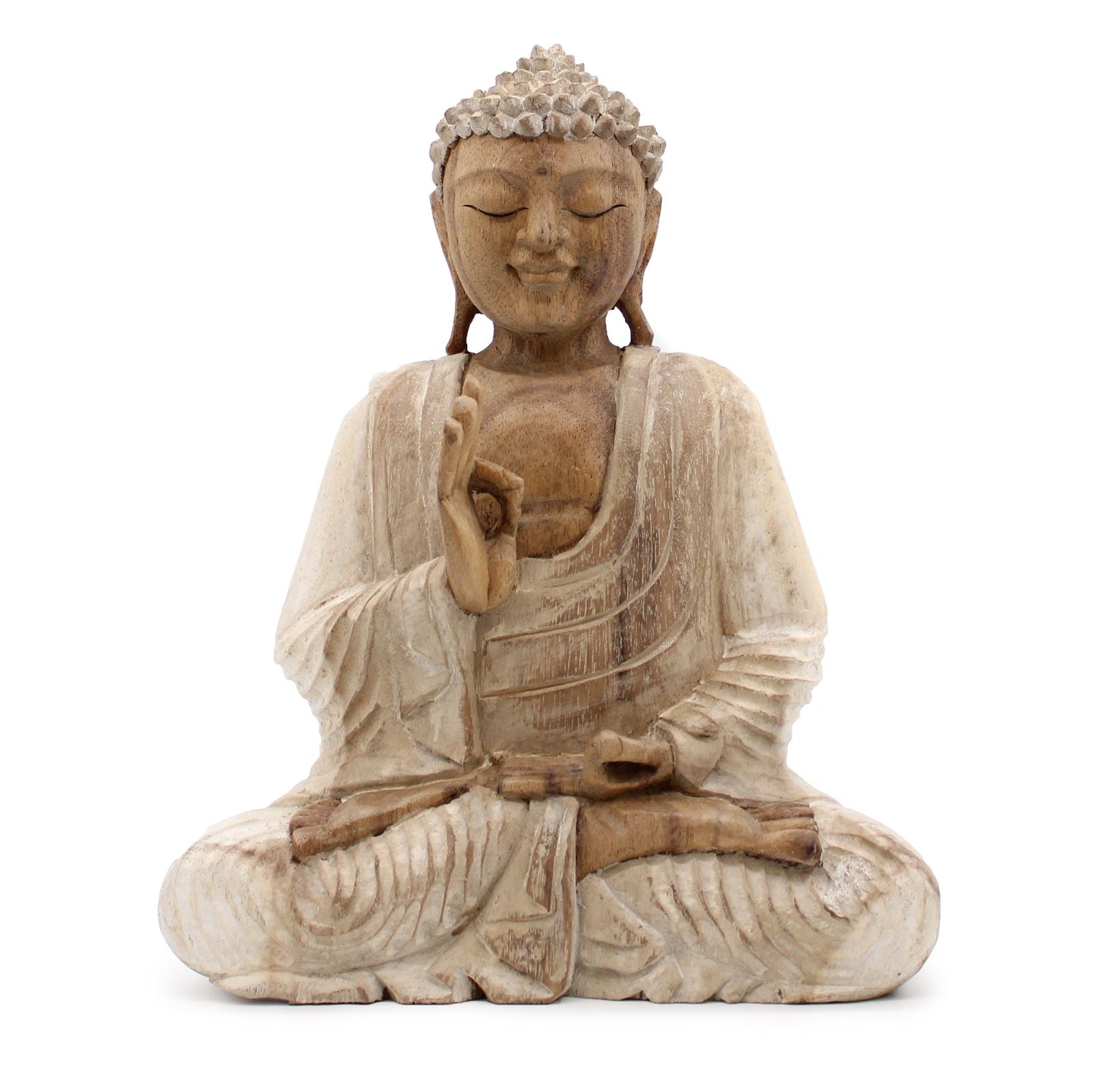 Buddha Statue Whitewash - 30cm Teaching Transmission - Image buddha-statue-whitewash--30cm-teaching-transmission-hcbs-19