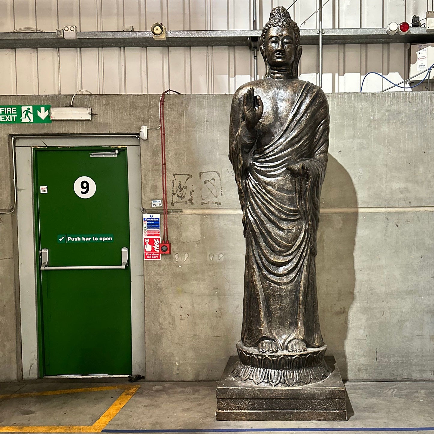 Tall Antique Gold Standing Buddha Statue - 3m Tall - Image tall-antique-gold-standing-buddha-statue--3m-tall-gas-05