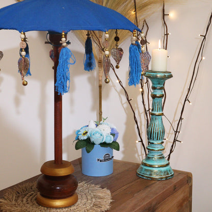 Bali Home Decor Parasol - Cotton - Turquoise- 40cm - Image bali-home-decor-parasol--cotton--turquoise-40cm-bpar-09