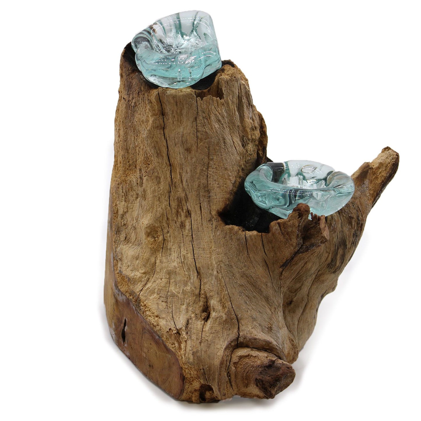 Molton Glass Candle Double Holder on Wood - Image molton-glass-candle-double-holder-on-wood-mgw-25