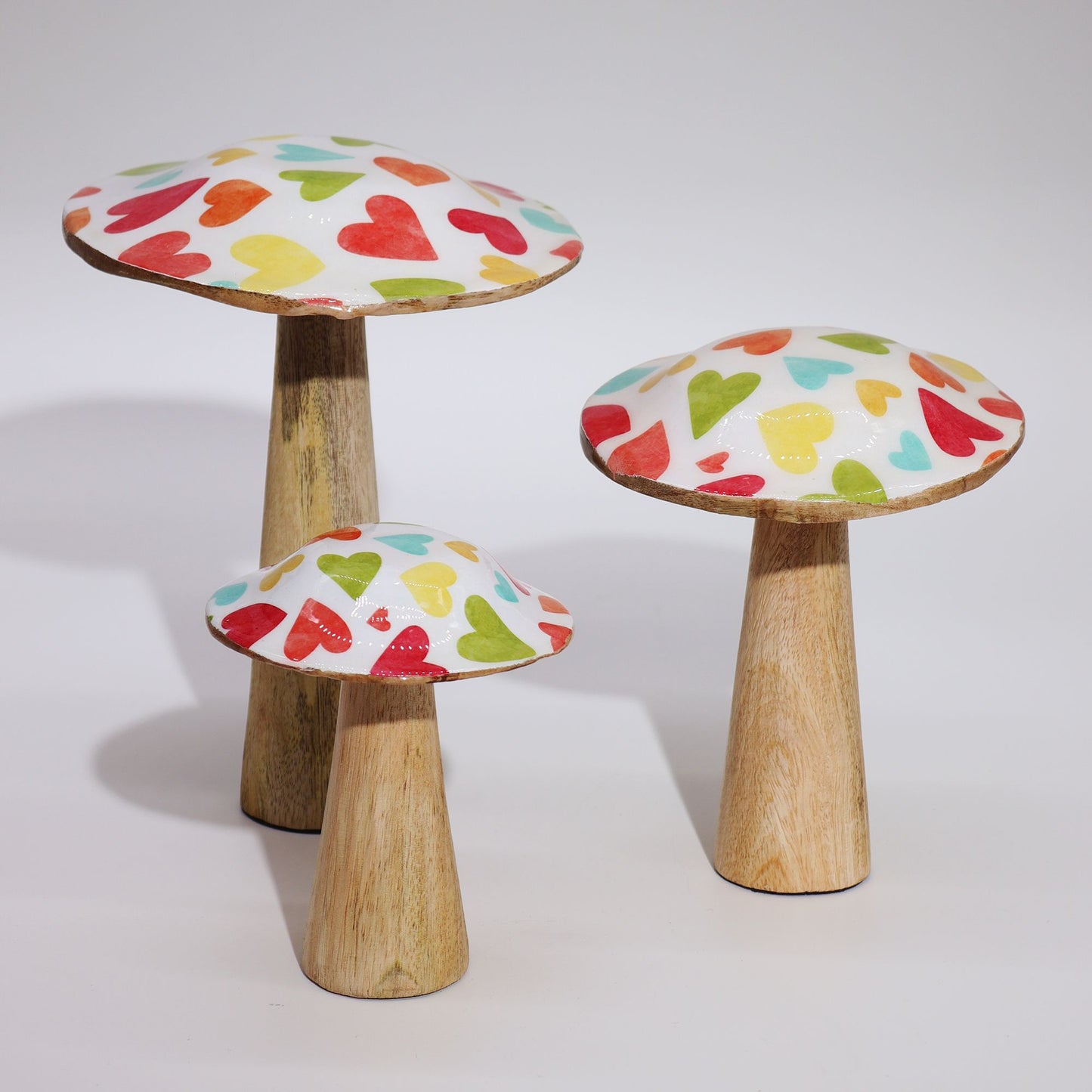 Small Wooden Mushroom - Pastel Hearts - Image small-wooden-mushroom--pastel-hearts-wmush-02