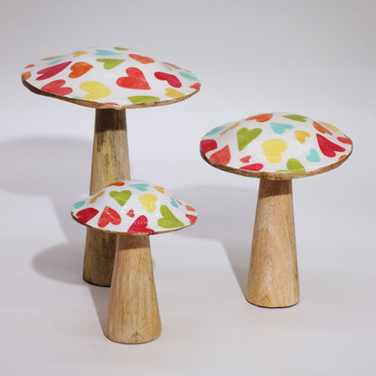 Large Wooden Mushroom - Pastel Hearts - Image large-wooden-mushroom--pastel-hearts-wmush-08