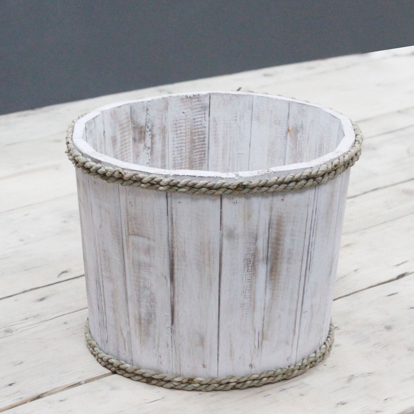 Small Wooden Storage Tub – Whitewash - Image small-wooden-storage-tub--whitewash-rds-148