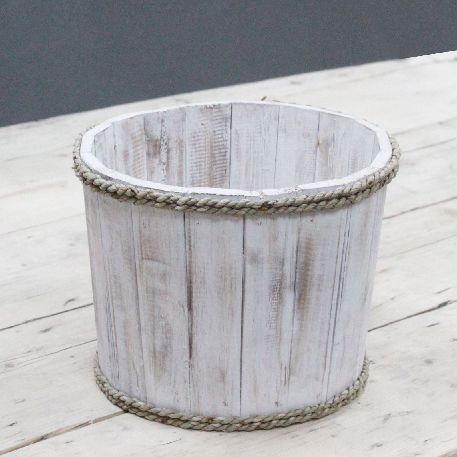 Small Wooden Storage Tub – Whitewash - Image small-wooden-storage-tub--whitewash-rds-148