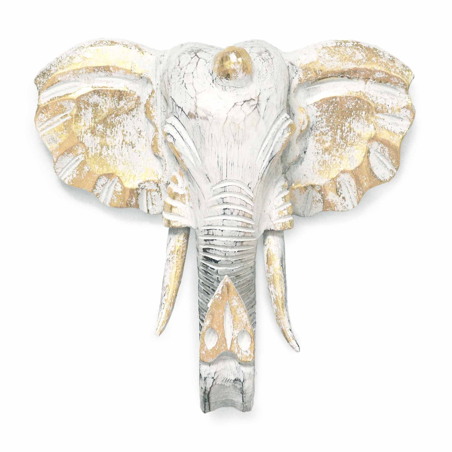Large Elephant Head - Gold & Whitewash - Image large-elephant-head--gold--whitewash-vintep-03