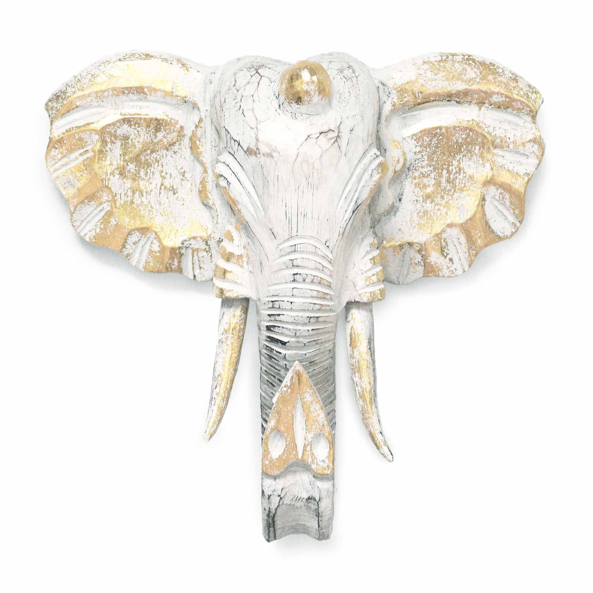 Large Elephant Head - Gold & Whitewash - Image large-elephant-head--gold--whitewash-vintep-03