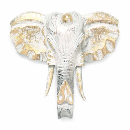 Large Elephant Head - Gold & Whitewash - Image large-elephant-head--gold--whitewash-vintep-03