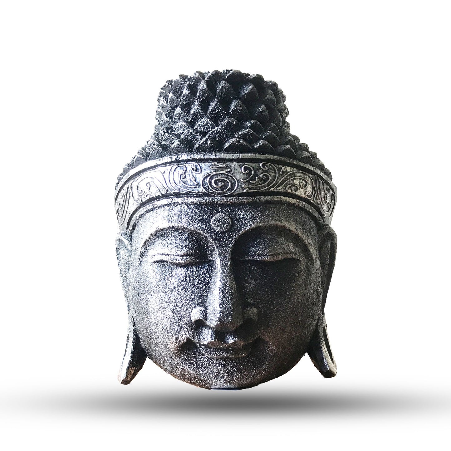 Home Decoration Buddha Head - 25cm - Silver Shine Finish - Image home-decoration-buddha-head--25cm--silver-shine-finish-hdbh-04