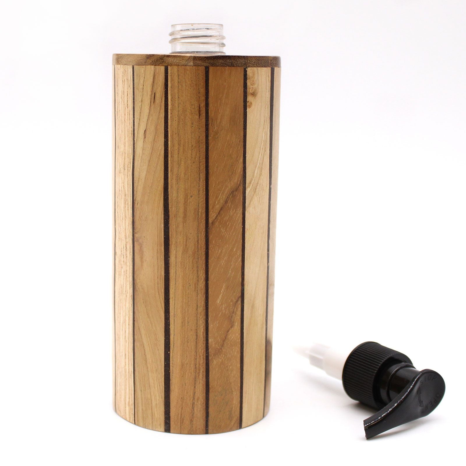 Natural Teakwood Soap Dispenser - Round - Image natural-teakwood-soap-dispenser--round-nsd-03