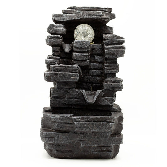 Tabletop Water Feature - 35cm - Slab Rocks Formation & Crystal Ball - Image tabletop-water-feature--35cm--slab-rocks-formation--crystal-ball-waterf-16