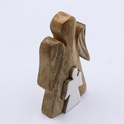 Mango Wood Angel in Angel - White Enamel - Image mango-wood-angel-in-angel--white-enamel-wang-09