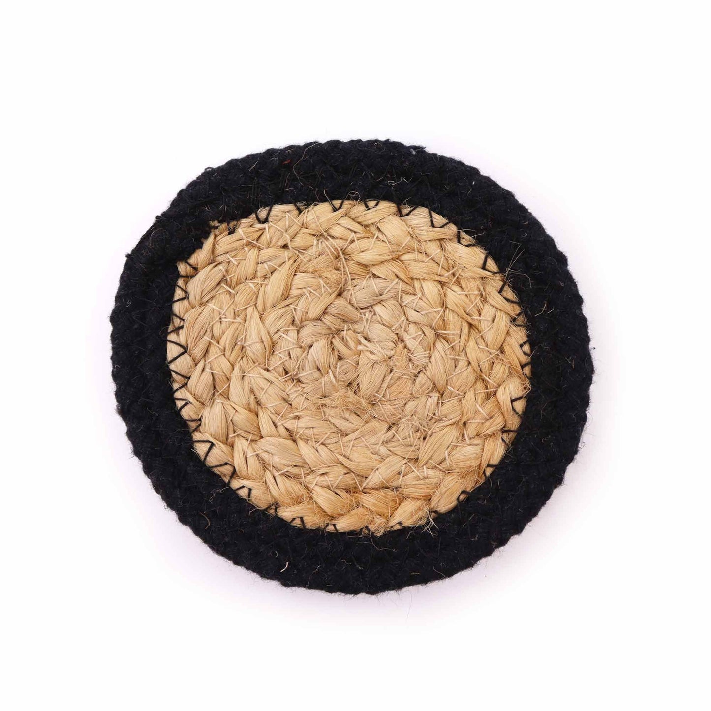Natural Coaster - Jute & Cotton 10cm  (set of 6) Mixed colours in basket - Image natural-coaster--jute--cotton-10cm--set-of-6-mixed-colours-in-basket-npmat-17
