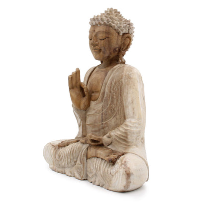 Buddha Statue Whitewash - 30cm Teaching Transmission - Image buddha-statue-whitewash--30cm-teaching-transmission-hcbs-19
