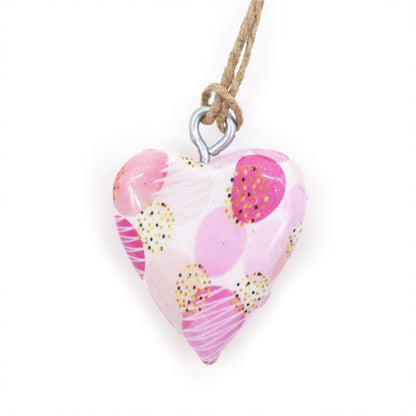 Small Decor Wood Heart -  Pink Abstract - Image small-decor-wood-heart---pink-abstract-weh-02