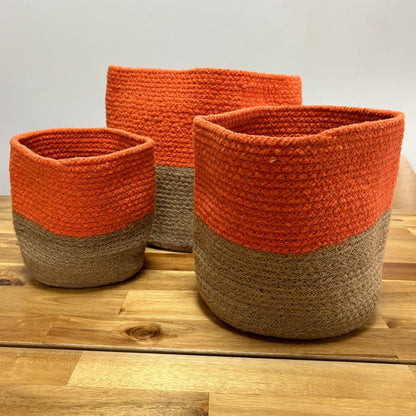 Set of 3 Cotton Rope Storage Baskets - Orange - Image set-of-3-cotton-rope-storage-baskets--orange-crbask-04a