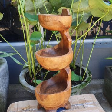 Teak Three Bowl Standing approx. 50cm