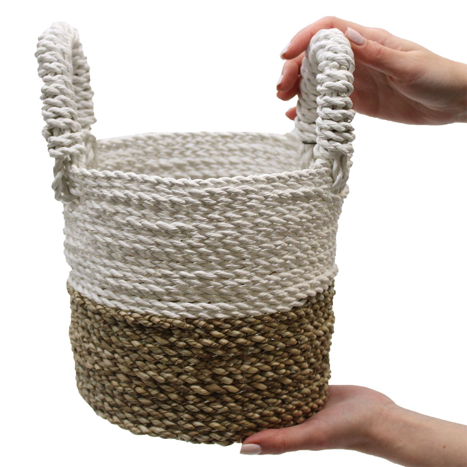 Seagrass Basket Set - Dark Grey / White / Natural - Image seagrass-basket-set--dark-grey--white--natural-sbs-02