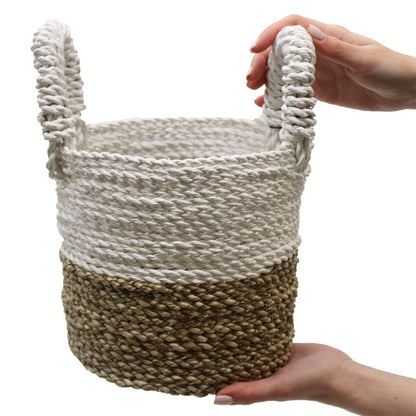 Seagrass Basket Set - Green / Natural / White - Image seagrass-basket-set--green--natural--white-sbs-04