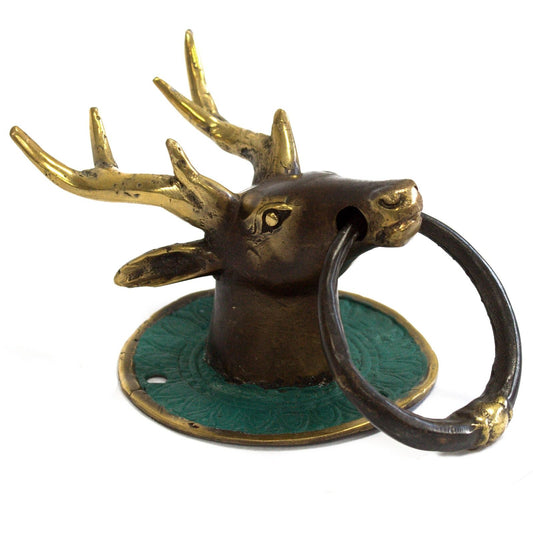 Brass Door Knocker - Stags Head - Image brass-door-knocker--stags-head-bdk-01