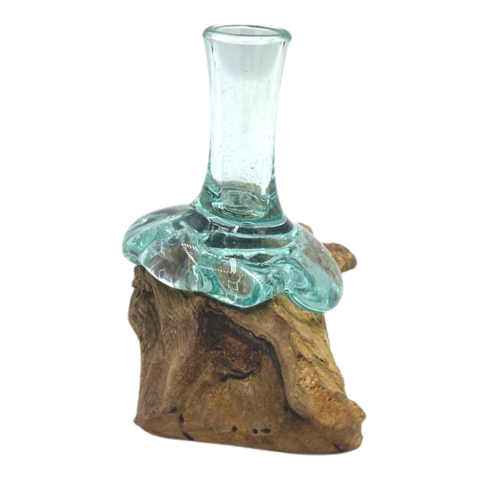 Molton Glass Small Flower Vase on Wood - Image molton-glass-small-flower-vase-on-wood-mgw-28