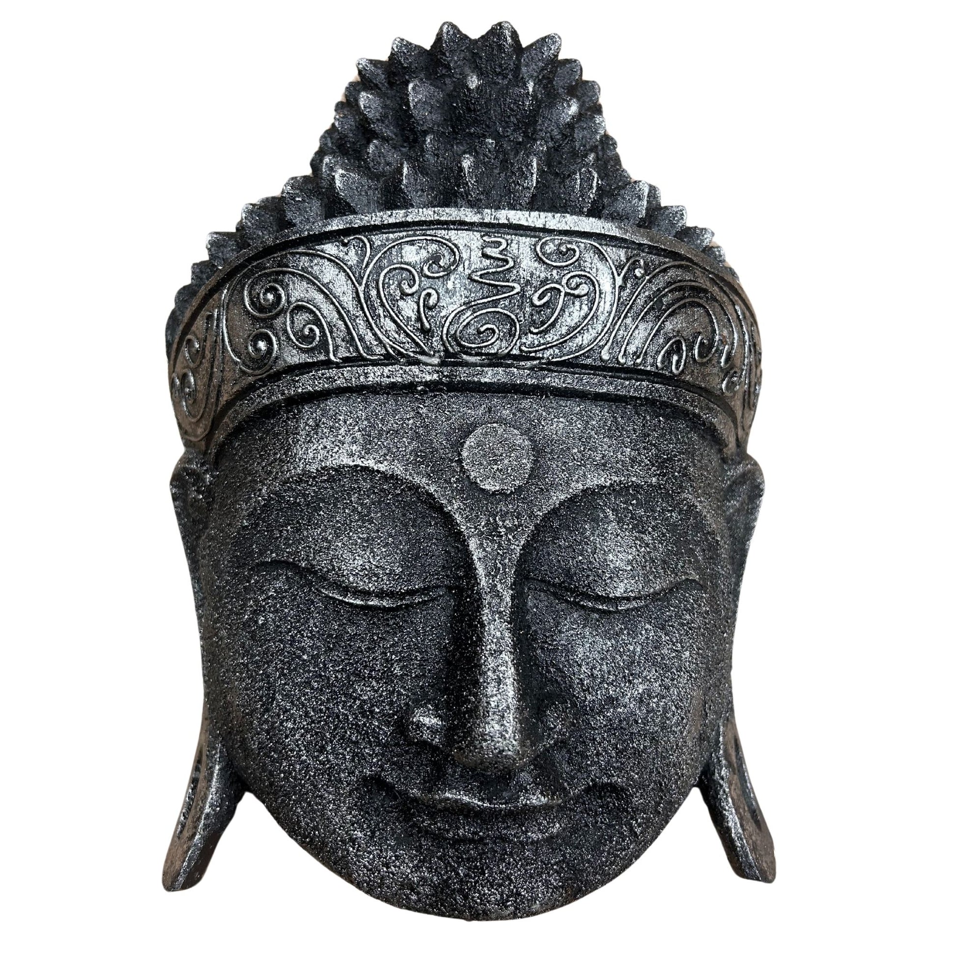 Home Decoration Buddha Head - 25cm - Silver Shine Finish - Image home-decoration-buddha-head--25cm--silver-shine-finish-hdbh-04