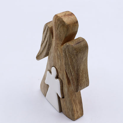 Mango Wood Angel in Angel - White Enamel - Image mango-wood-angel-in-angel--white-enamel-wang-09