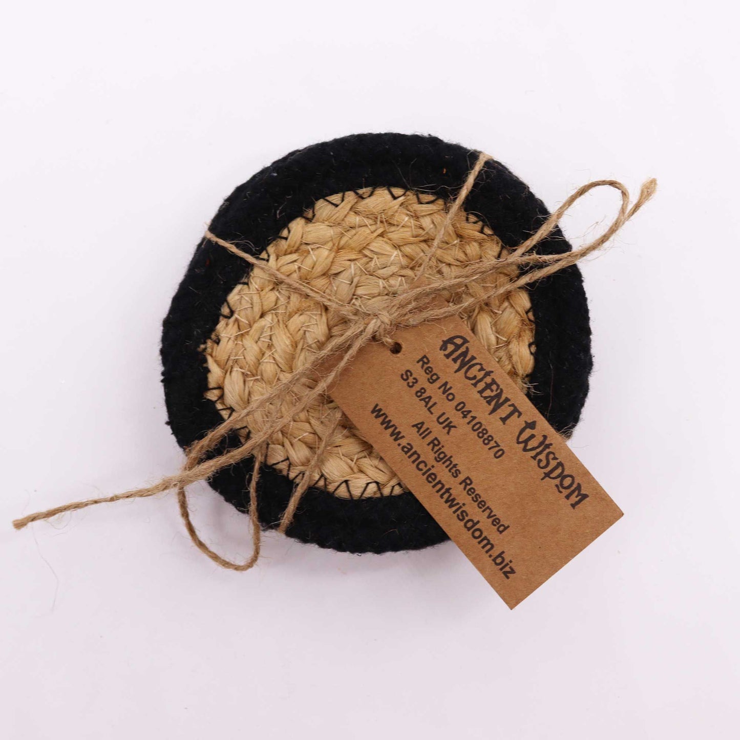 Natural Coaster - Jute & Cotton 10cm  (set of 4) - Black Boarder - Image natural-coaster--jute--cotton-10cm--set-of-4--black-boarder-npmat-14