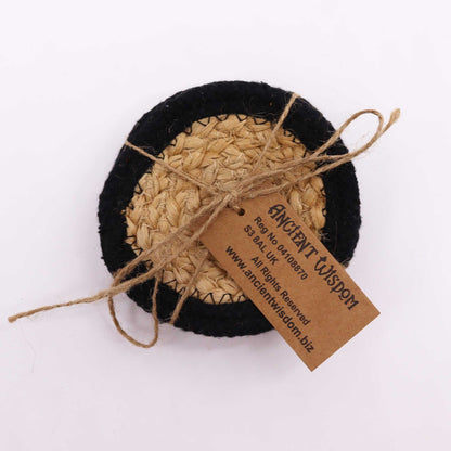 Natural Coaster - Jute & Cotton 10cm  (set of 4) - Black Boarder - Image natural-coaster--jute--cotton-10cm--set-of-4--black-boarder-npmat-14