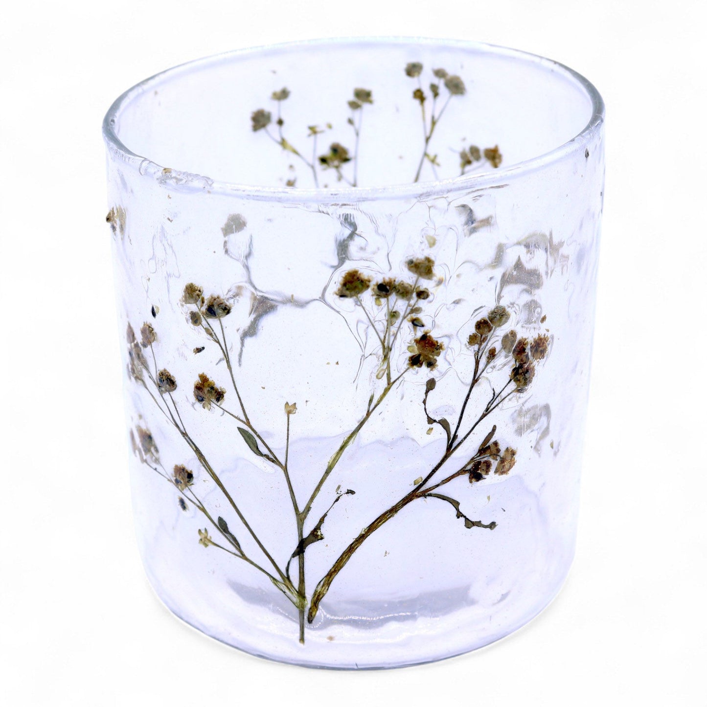 Natural Floral Glass - Straight Candle Holder - Margarita  - (8x8cm) - Image natural-floral-glass--straight-candle-holder--margarita---8x8cm-nfg-01