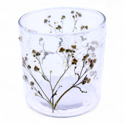 Natural Floral Glass - Straight Candle Holder - Margarita  - (8x8cm) - Image natural-floral-glass--straight-candle-holder--margarita---8x8cm-nfg-01