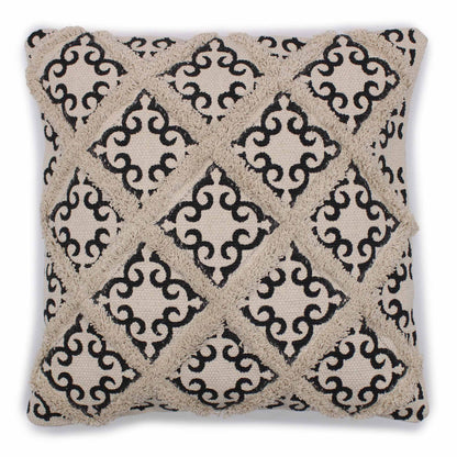 Cream & Black Tufted Cotton Cushion Cover – 45 x 45cm