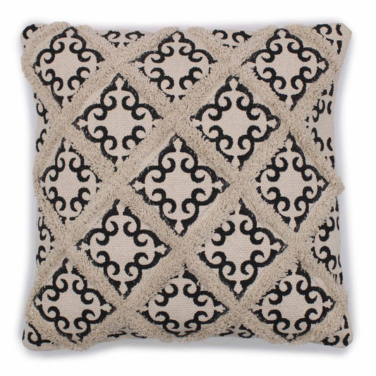 Cream & Black Tufted Cotton Cushion Cover – 45 x 45cm