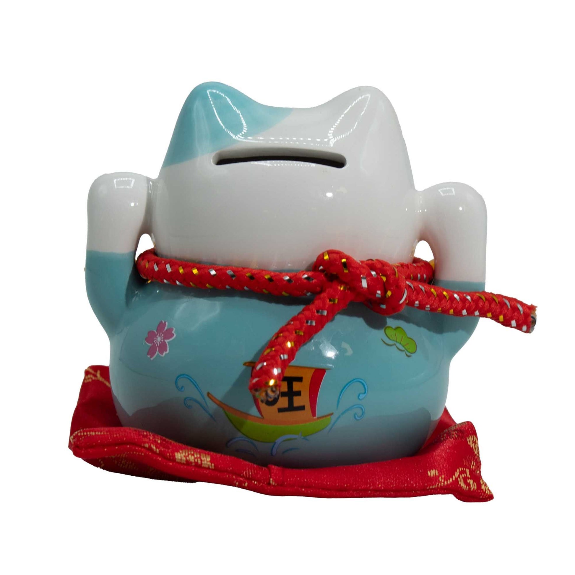 Ceramic Money Cat Bank - Blue on Cushion - Image ceramic-money-cat-bank--blue-on-cushion-mcat-14