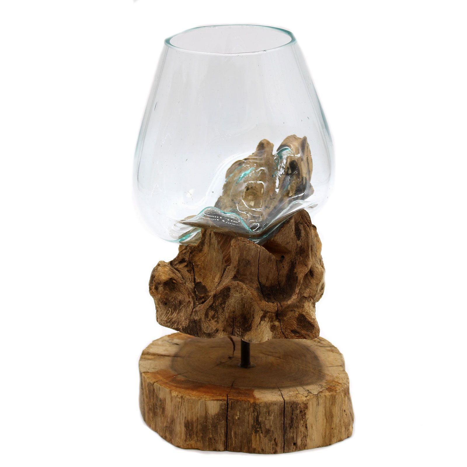 Molten Glass on Wood with Stand - Large Bowl - Image molten-glass-on-wood-with-stand--large-bowl-mgw-19