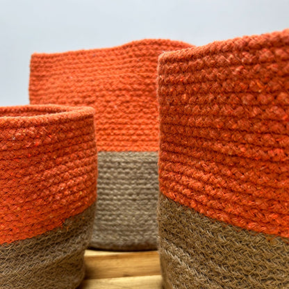 Set of 3 Cotton Rope Storage Baskets - Orange - Image set-of-3-cotton-rope-storage-baskets--orange-crbask-04a