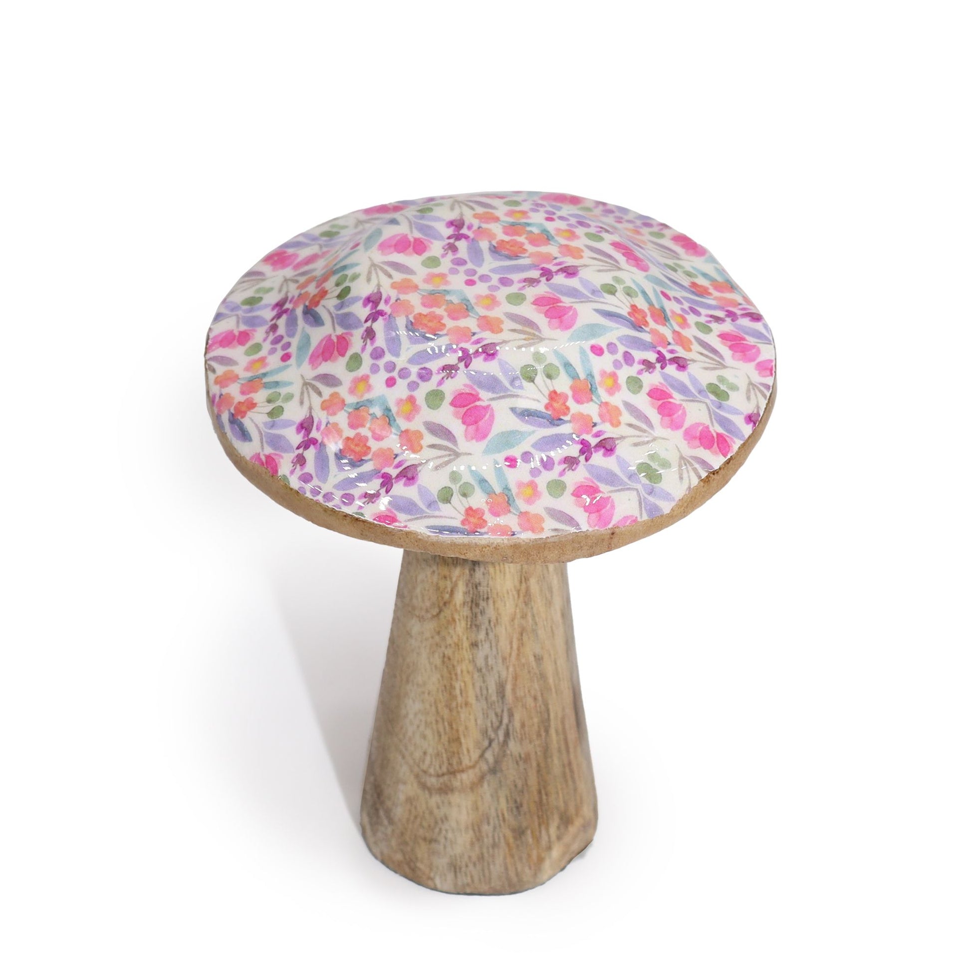 Small Wooden Mushroom - Pretty Floral - Image small-wooden-mushroom--pretty-floral-wmush-03
