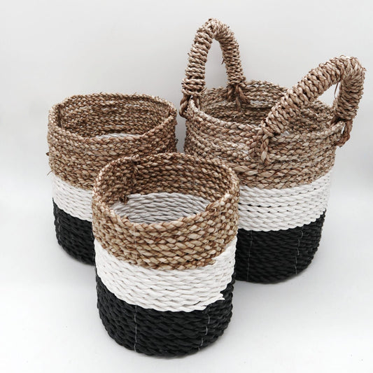 Seagrass Basket Set - Dark Grey / White / Natural - Image seagrass-basket-set--dark-grey--white--natural-sbs-02