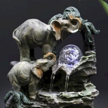 Tabletop Water Feature - 30cm - Golden Meditating Buddha - Image tabletop-water-feature--30cm--golden-meditating-buddha-waterf-01