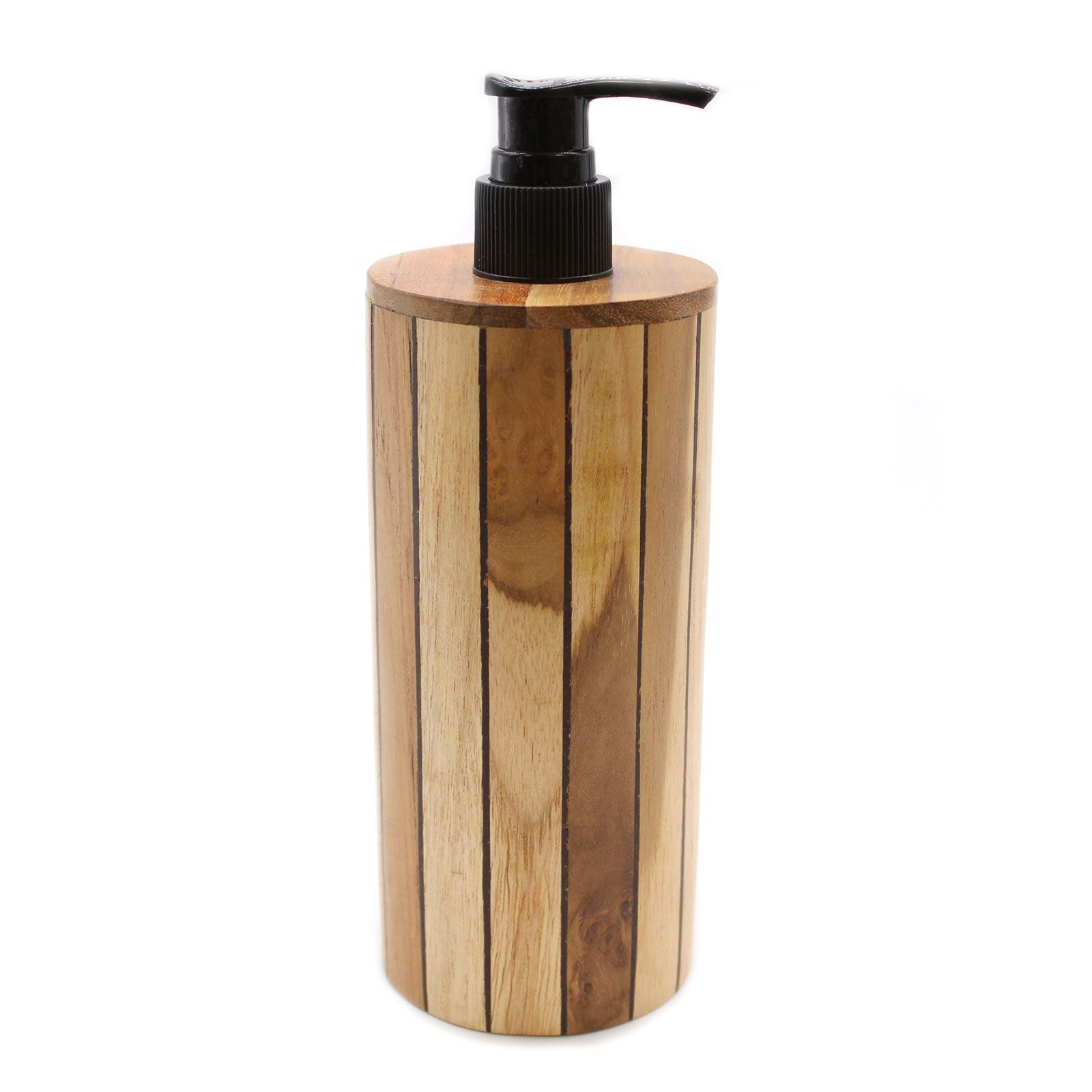 Natural Teakwood Soap Dispenser - Round - Image natural-teakwood-soap-dispenser--round-nsd-03