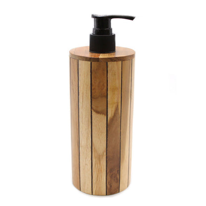 Natural Teakwood Soap Dispenser - Round - Image natural-teakwood-soap-dispenser--round-nsd-03