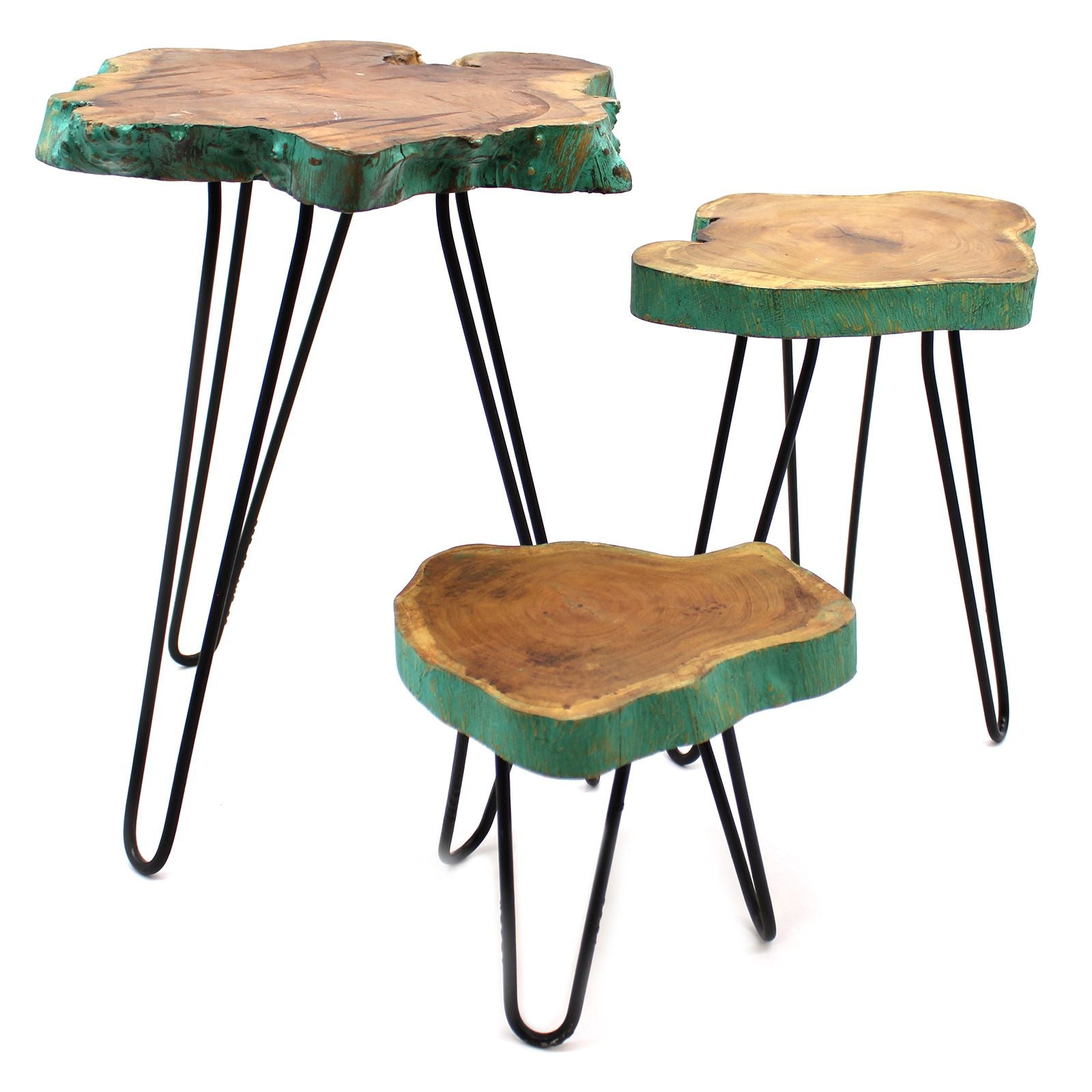 Set of 3 Gamal Wood Plant Stands - Greenwash - Image set-of-3-gamal-wood-plant-stands--greenwash-pss-02