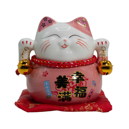 Ceramic Money Cat Bank - Pink on Cushion - Image ceramic-money-cat-bank--pink-on-cushion-mcat-15