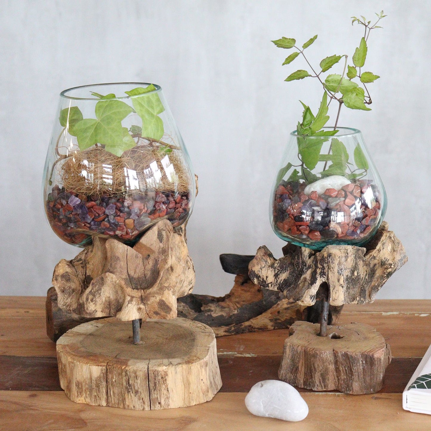 Molten Glass on Wood with Stand - Large Bowl - Image molten-glass-on-wood-with-stand--large-bowl-mgw-19