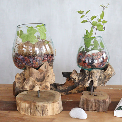 Molten Glass on Wood with Stand - Large Bowl - Image molten-glass-on-wood-with-stand--large-bowl-mgw-19