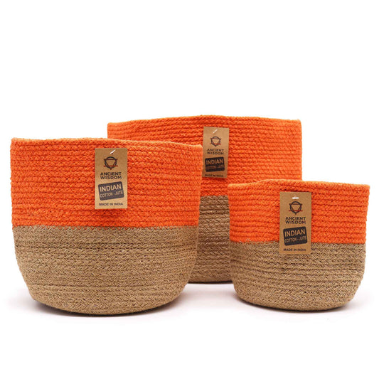 Set of 3 Cotton Rope Storage Baskets - Orange - Image set-of-3-cotton-rope-storage-baskets--orange-crbask-04a
