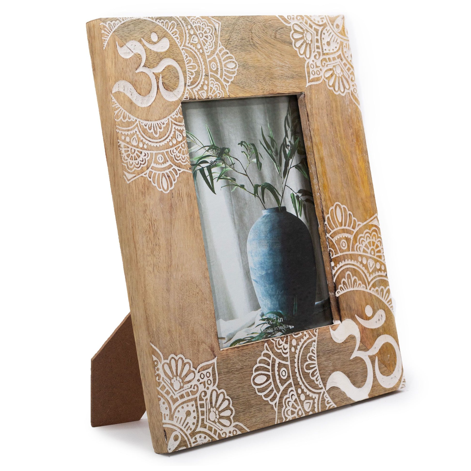 Lrg Mango Wood Picture Frame (for 13x18cm) 28x23x2cm - Mandala - White - Image lrg-mango-wood-picture-frame-for-13x18cm-28x23x2cm--mandala--white-mwpf-05