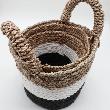 Seagrass Basket Set - Dark Grey / White / Natural - Image seagrass-basket-set--dark-grey--white--natural-sbs-02