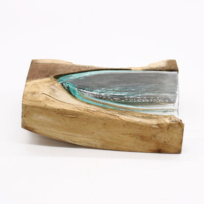 Molton Glass V-shaped Art Vase on Wood - Image molton-glass-vshaped-art-vase-on-wood-mgw-29